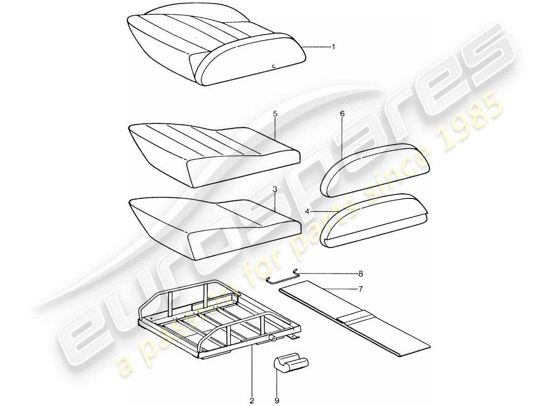 porsche 1976 (911) sports seat - seat cushion - single parts part diagram
