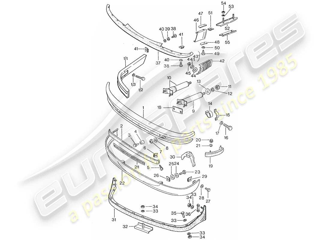 porsche 1976 (911) bumper part diagram