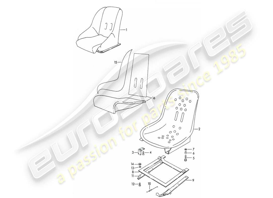 porsche 1963 (356b/356c) seat part diagram