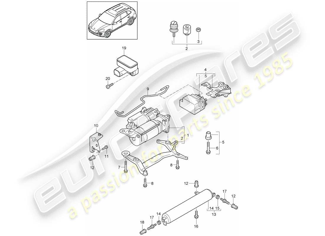 porsche 2017 (cayenne e2 92a) self levelling system part diagram
