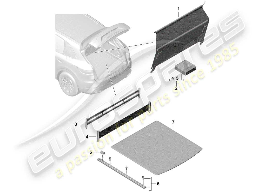 porsche 2020 (cayenne e3 9ya/9yb) boot lining part diagram