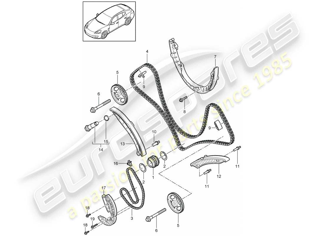 porsche 2013 (panamera 970) timing chain parts diagram