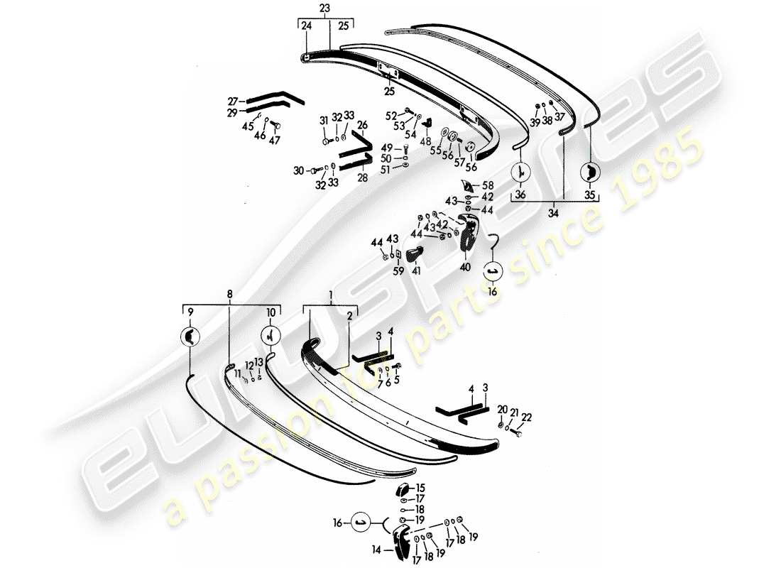porsche 1962 (356b/356c) bumper part diagram
