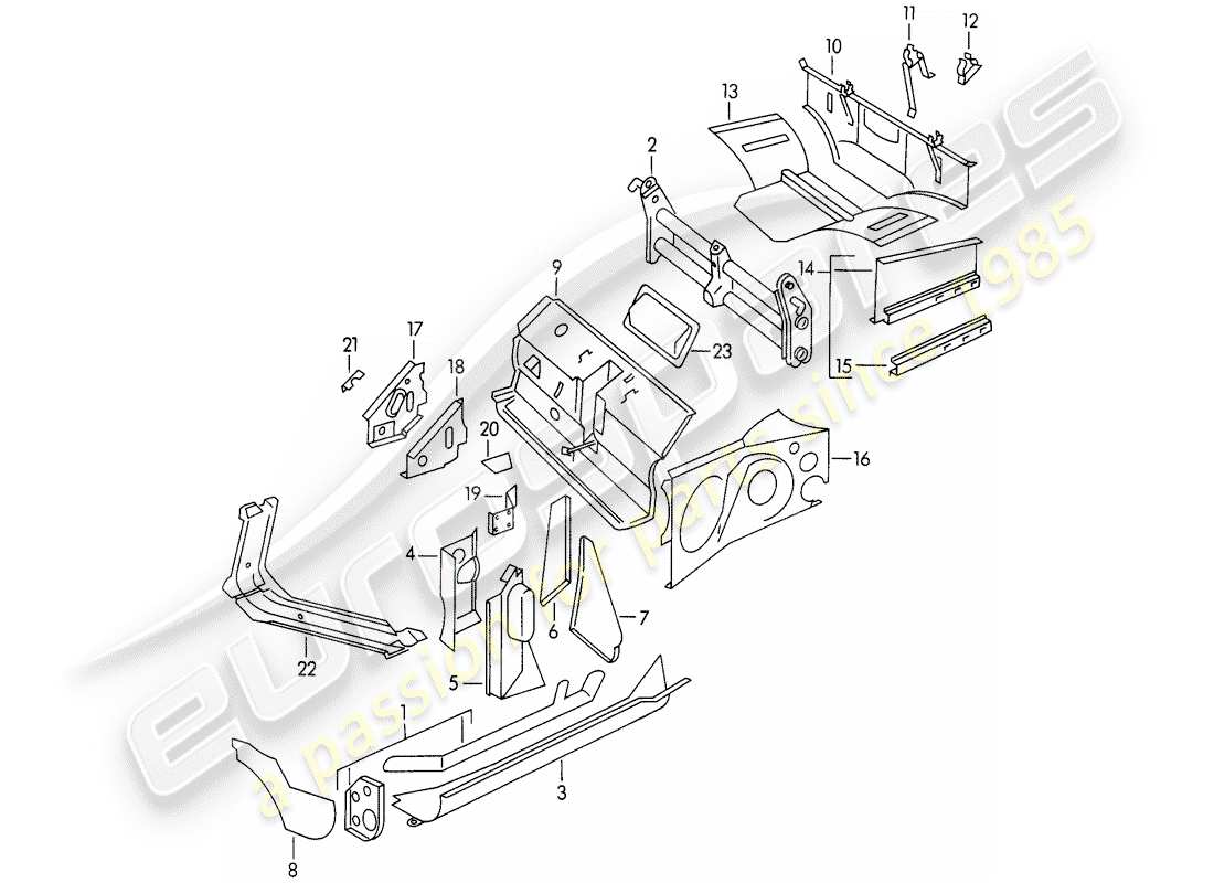 porsche 1954 (356/356a) frame - single parts parts diagram