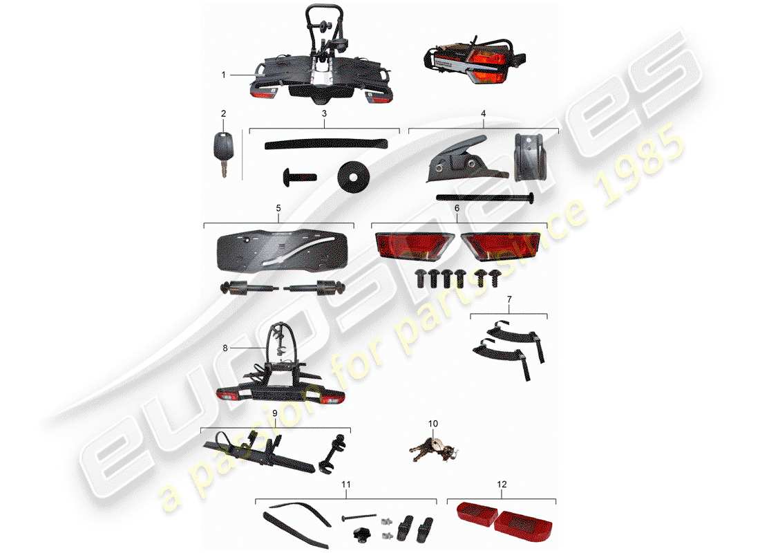 porsche 2015 (tequipment cayenne) bike carrier for part diagram