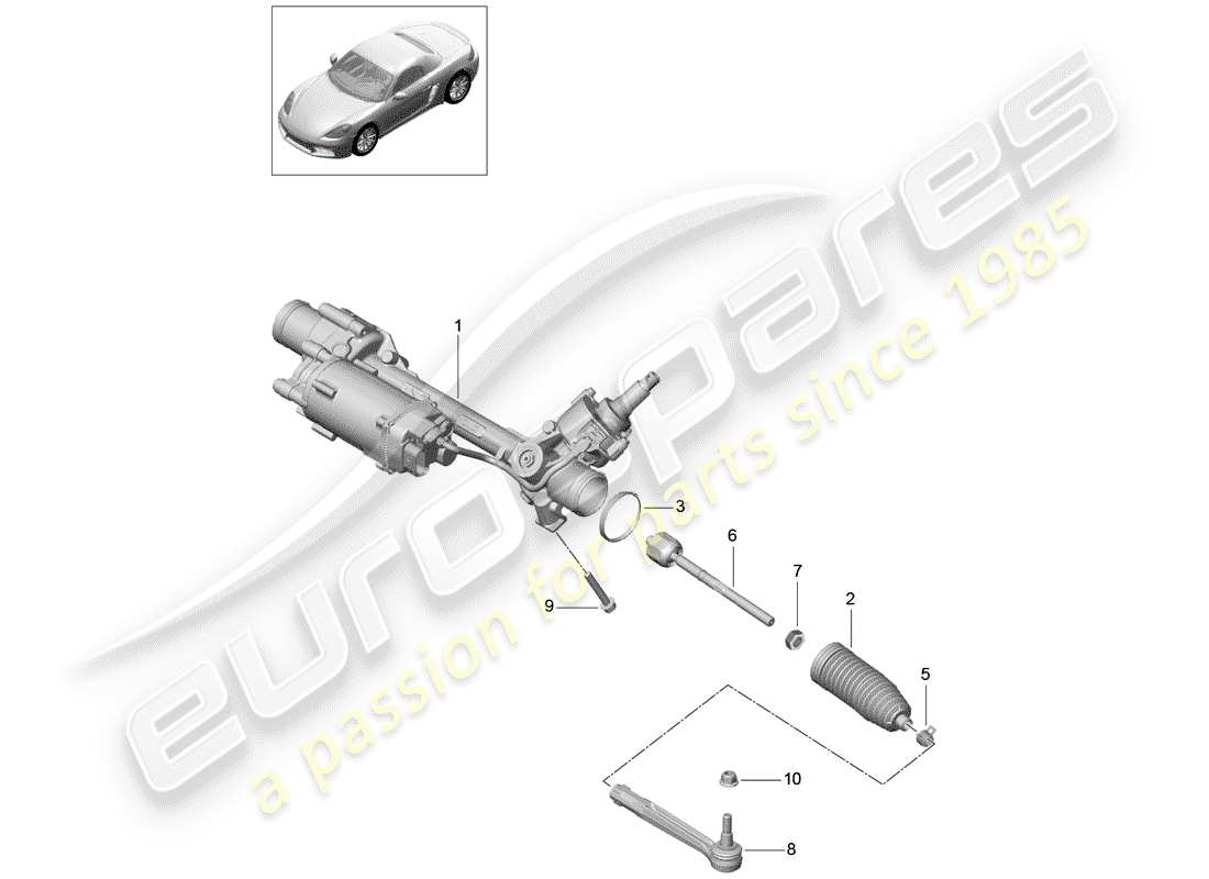 porsche 2018 (718 boxster) steering gear part diagram