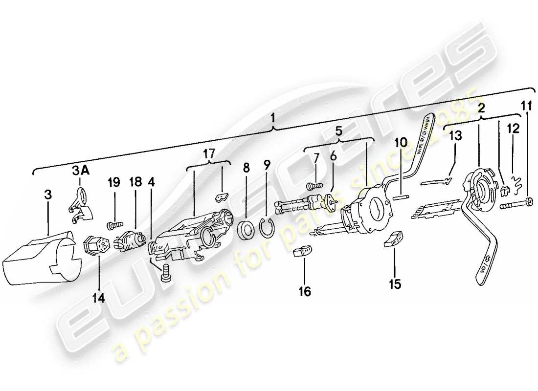 porsche 1979 (924) steering column switch parts diagram