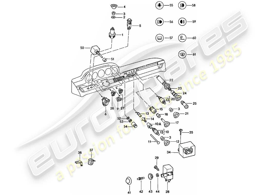 porsche 1981 (911) switch - relay part diagram