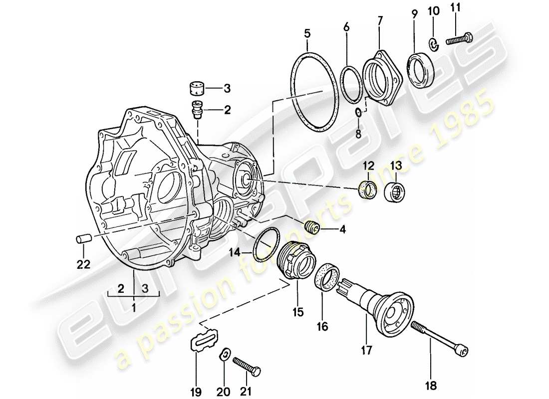 porsche 1987 (924s) replacement transmission - final drive housing - automatic transmission part diagram