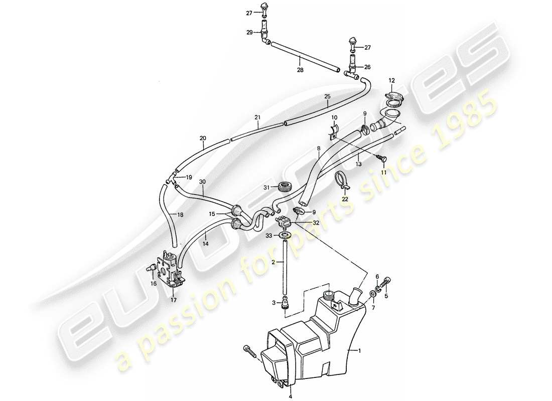 porsche 1977 (911) windshield washer unit part diagram