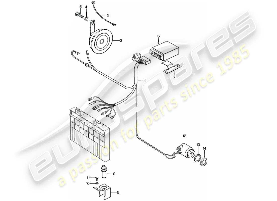 porsche 1982 (924) alarm system part diagram