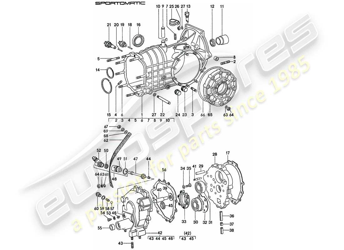porsche 1977 (911) replacement transmission - transmission case part diagram