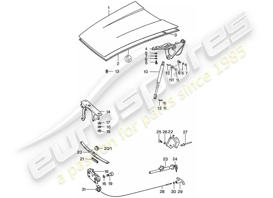 porsche 1977 (911) cover part diagram