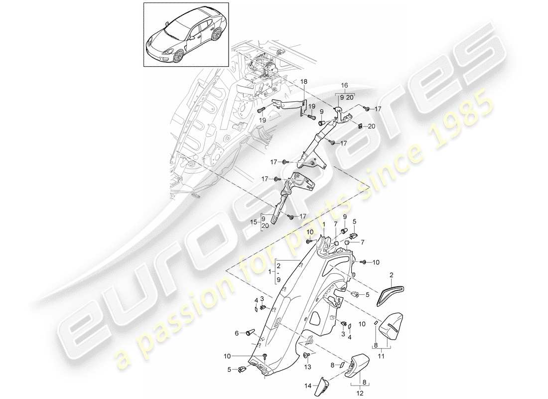 porsche 2014 (panamera 970) lining part diagram