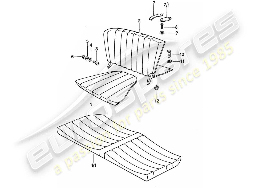 porsche 1976 (911) emergency seat part diagram