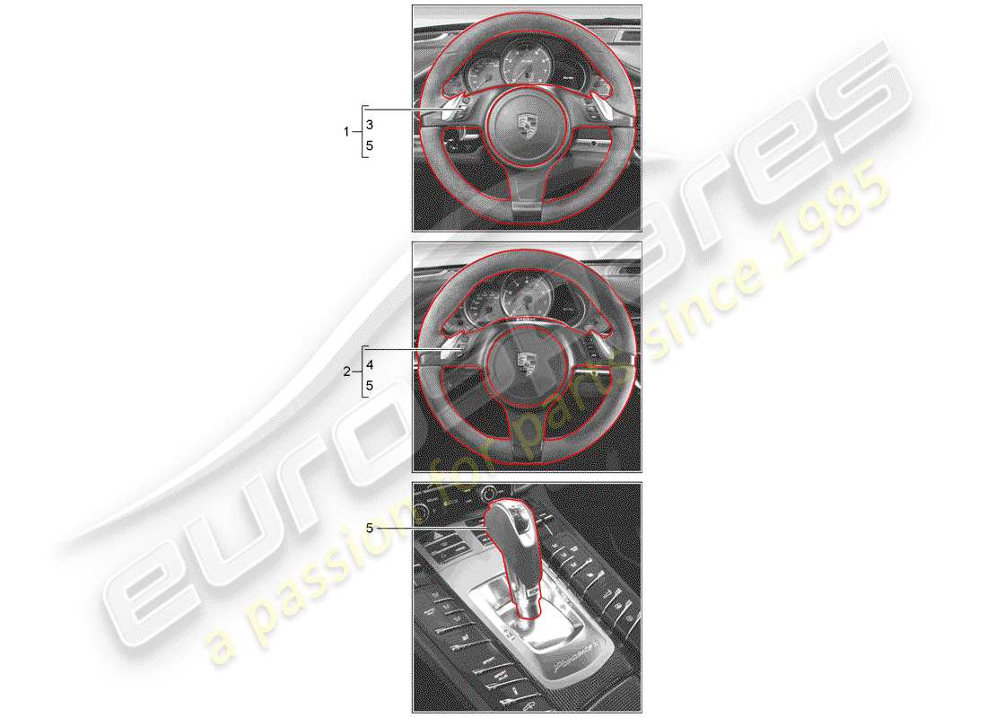 porsche tequipment panamera (2018) steering wheel part diagram