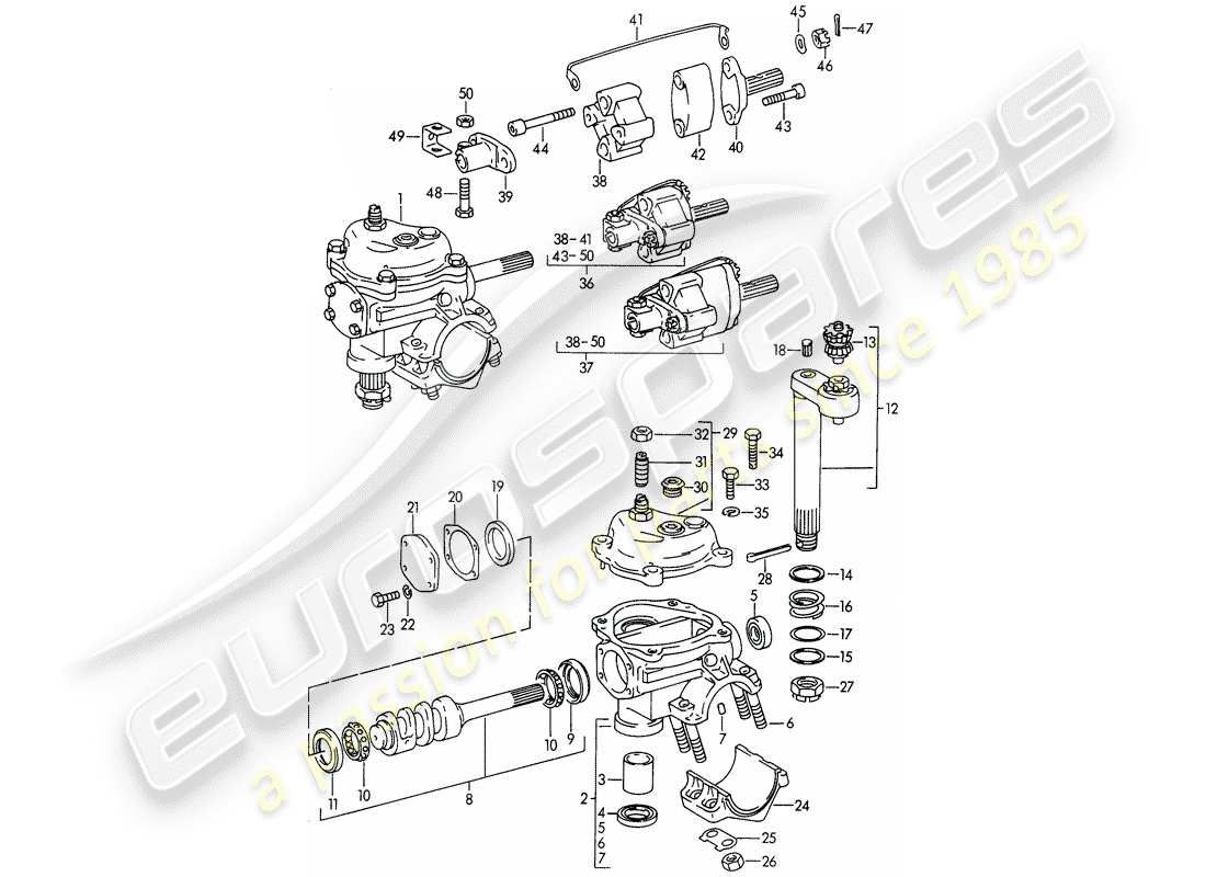 porsche 1964 (356b/356c) steering gear - steering coupling parts diagram