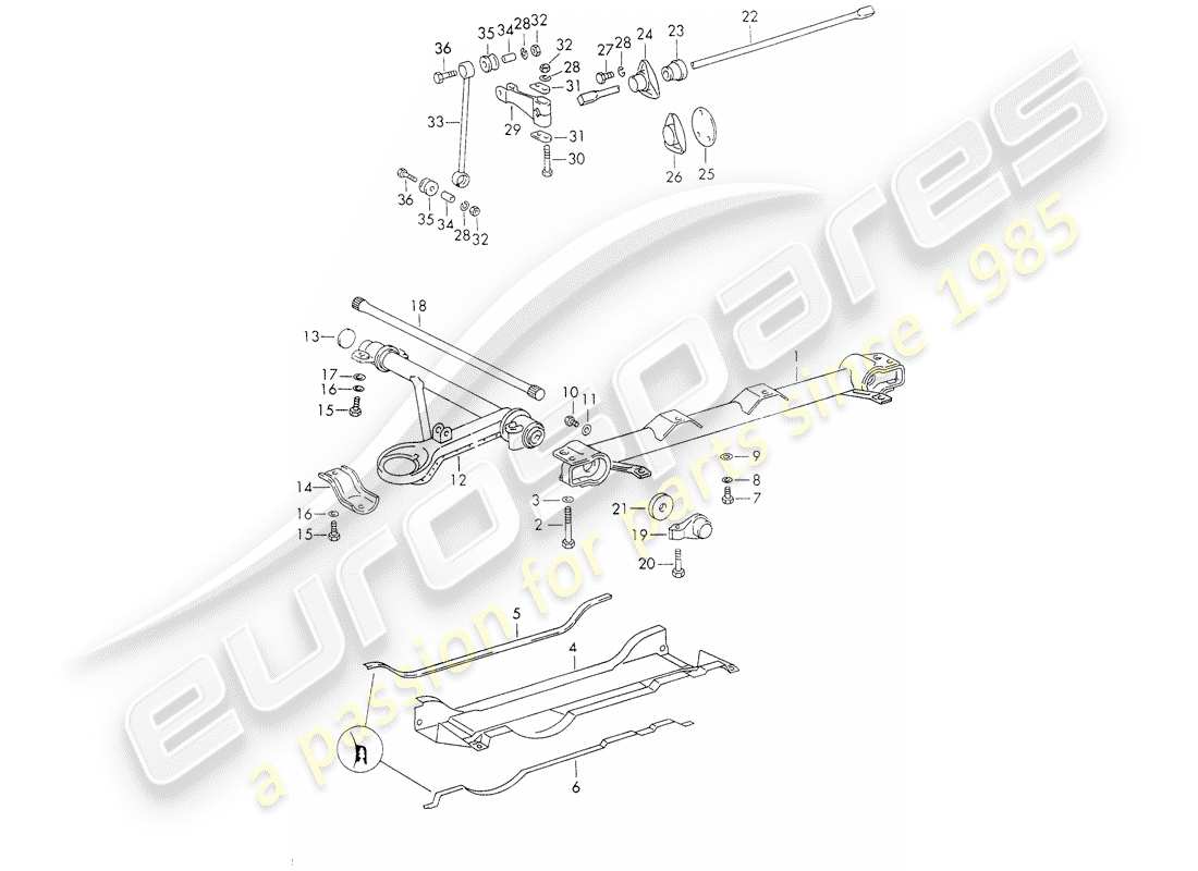 porsche 1971 (911) front axle - stabilizer part diagram