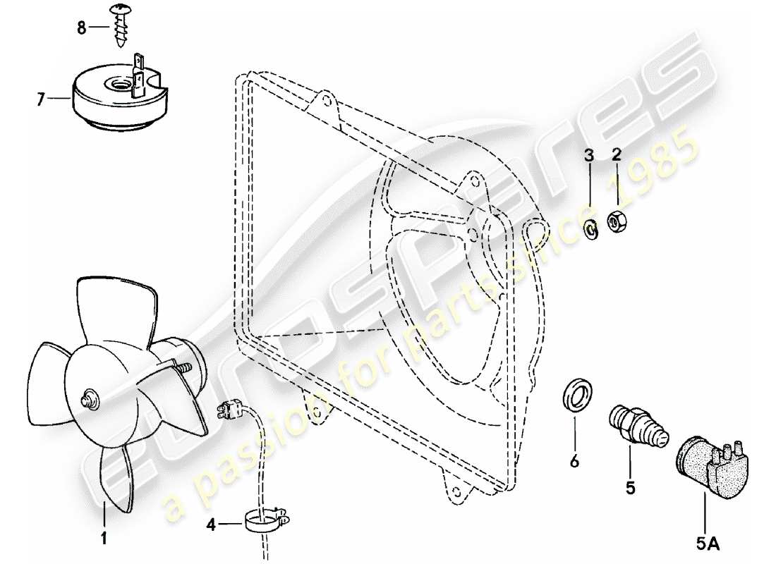 porsche 1982 (924) electric fan part diagram