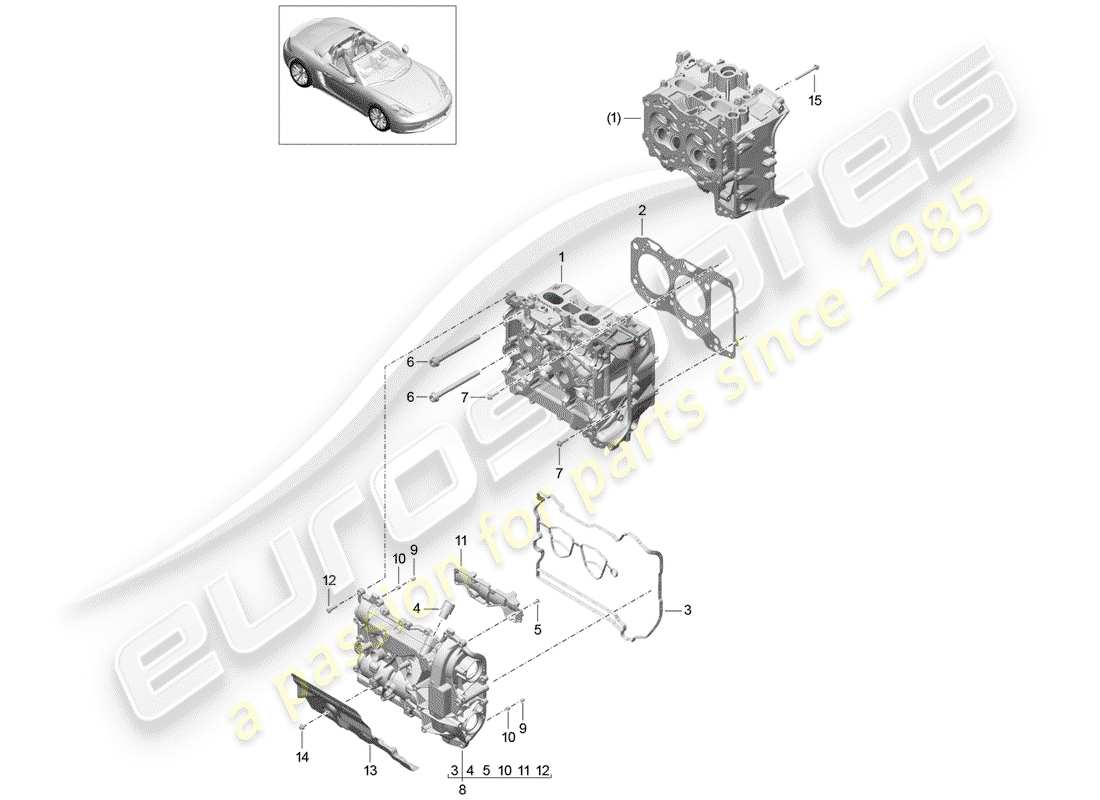 porsche 2018 (718 boxster) cylinder head part diagram