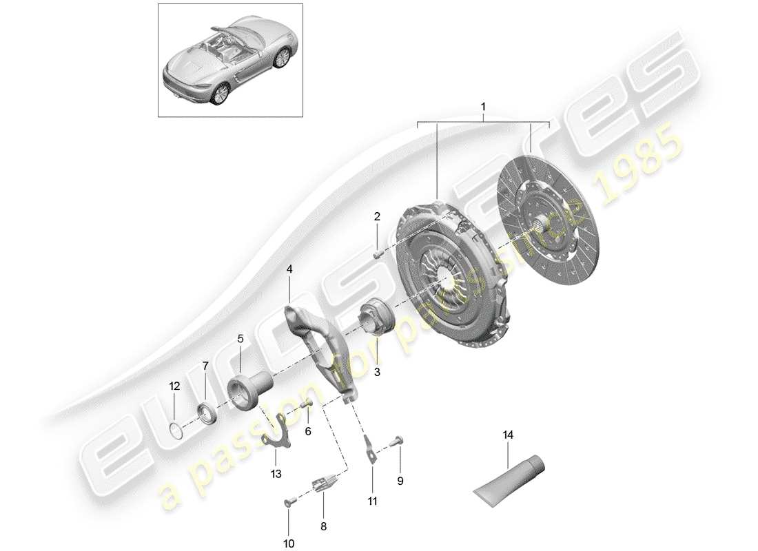 porsche 2018 (718 boxster) clutch part diagram