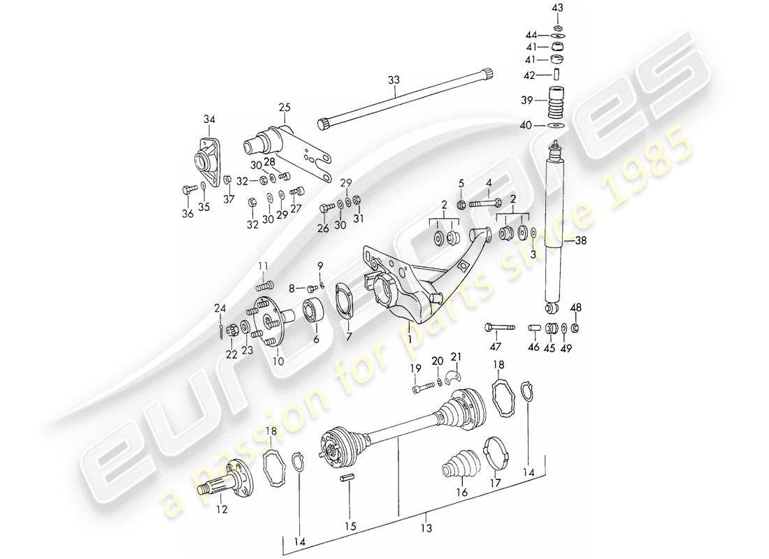 porsche 1971 (911) rear axle part diagram