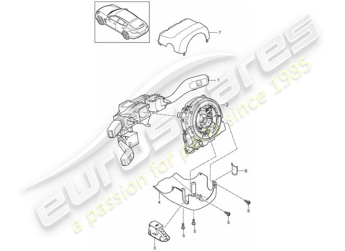 porsche panamera 970 (2014) steering column switch part diagram