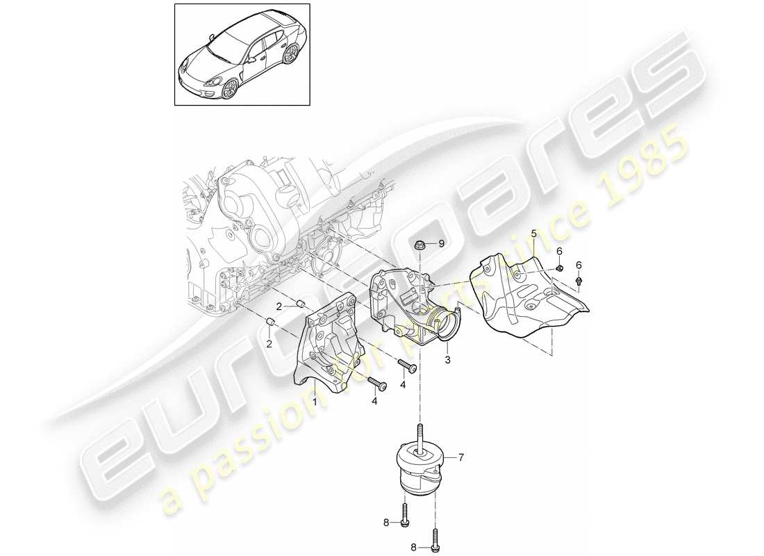 porsche 2014 (panamera 970) engine suspension part diagram