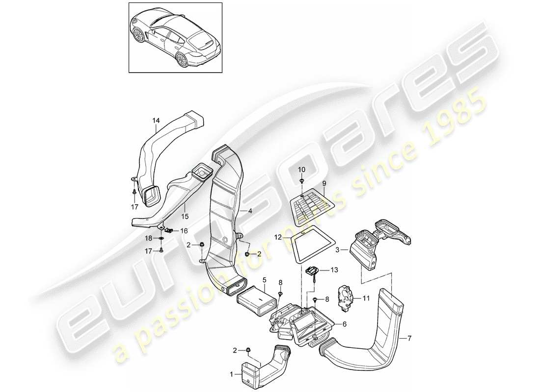 porsche 2011 (panamera 970) air duct part diagram