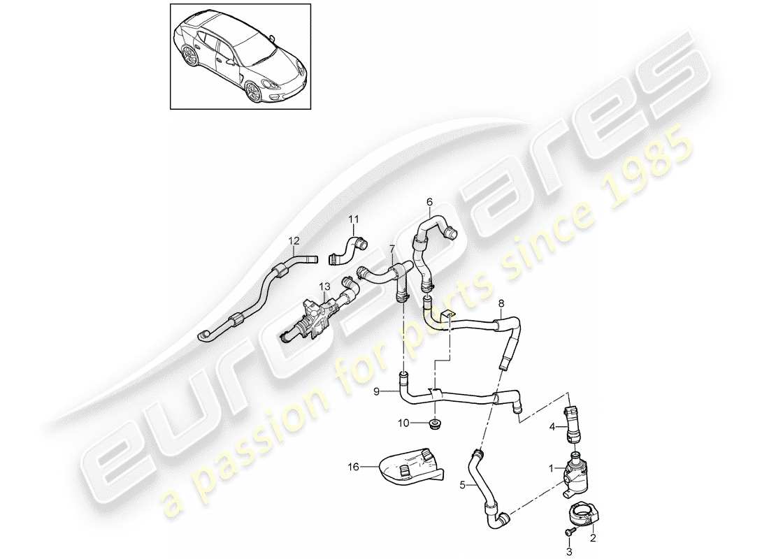 porsche 2014 (panamera 970) hot air line part diagram