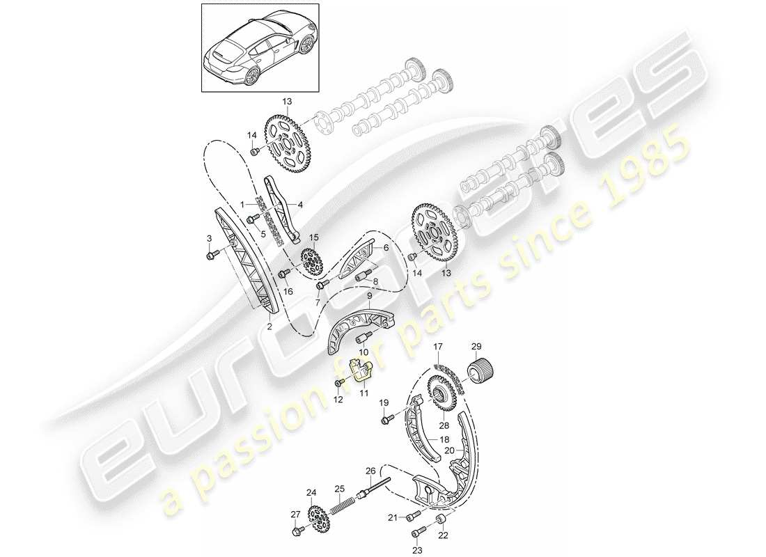 porsche 2014 (panamera 970) timing chain part diagram