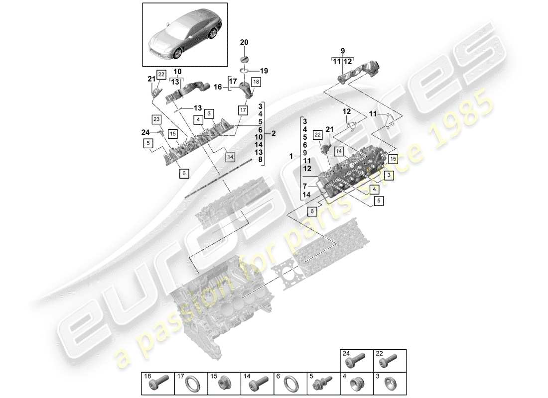 porsche 2019 (panamera 971-1) valve cover part diagram