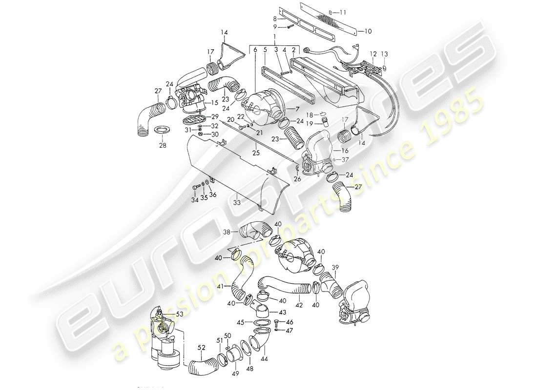 porsche 1971 (911) ventilation - and - heater part diagram
