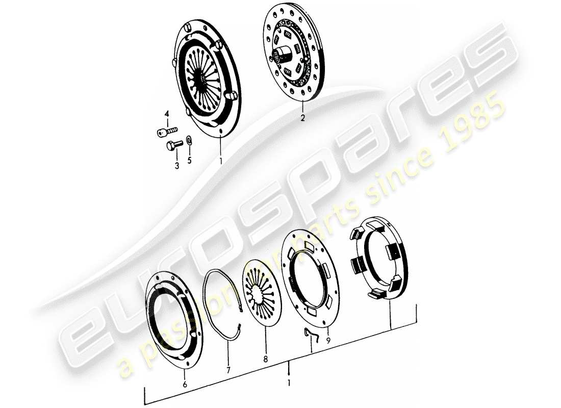 porsche 1963 (356b/356c) clutch parts diagram