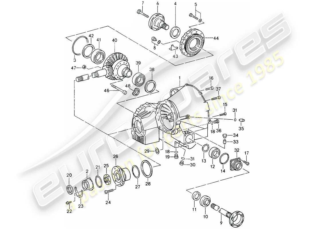 porsche 1994 (993) tiptronic - differential - differential case part diagram