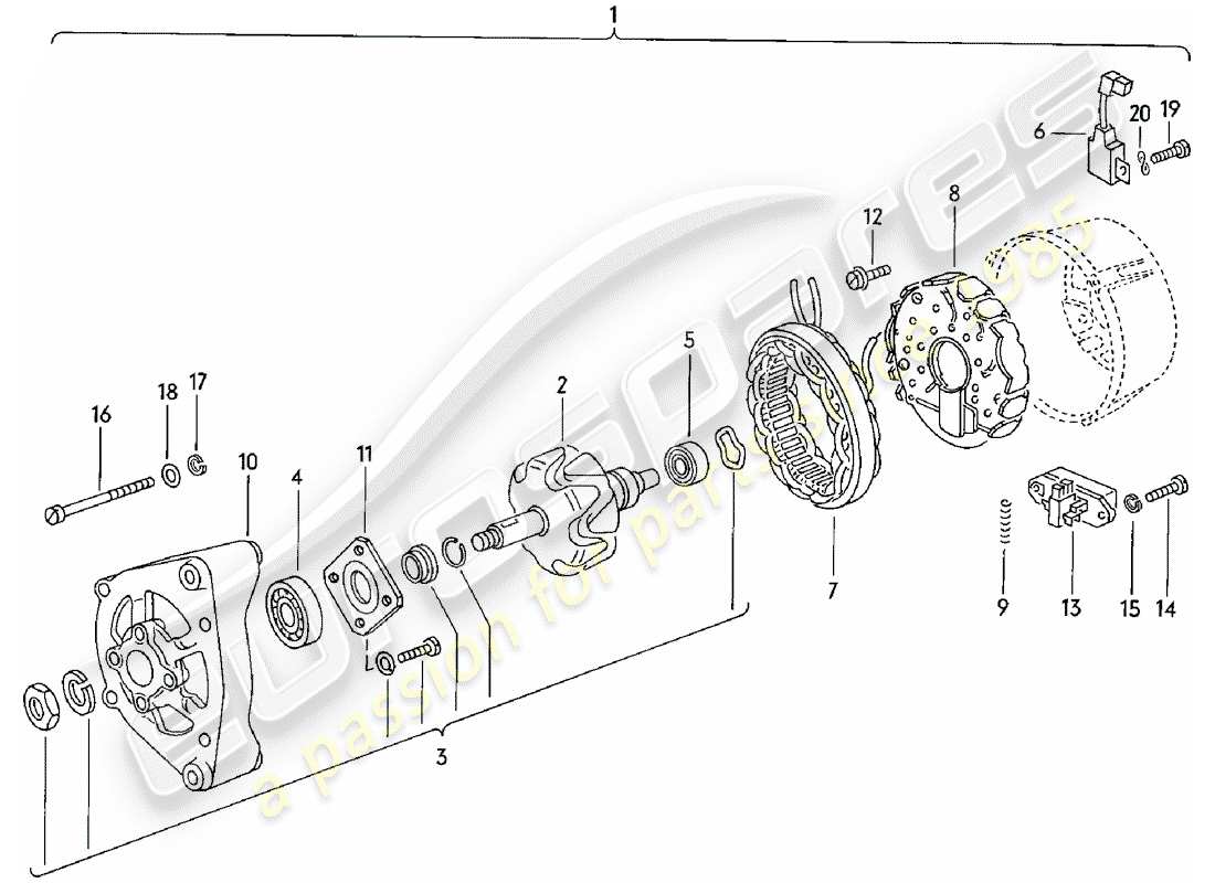 porsche 1982 (924) alternator part diagram