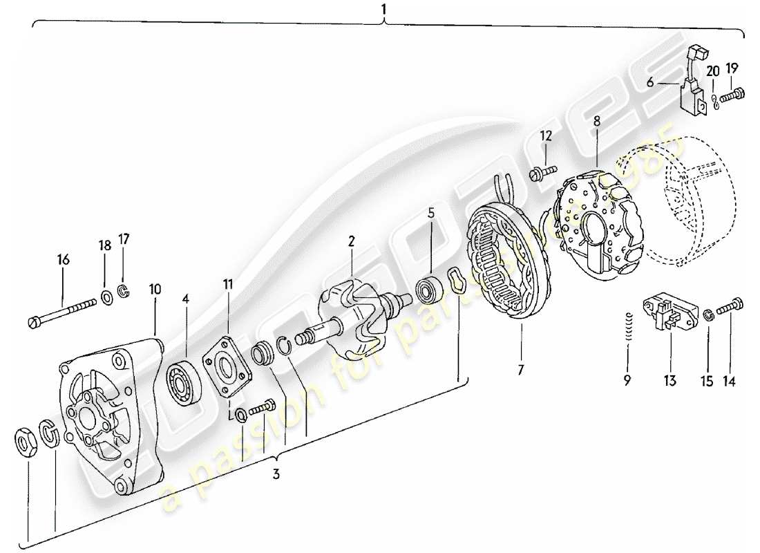 porsche 924 (1982) alternator parts diagram