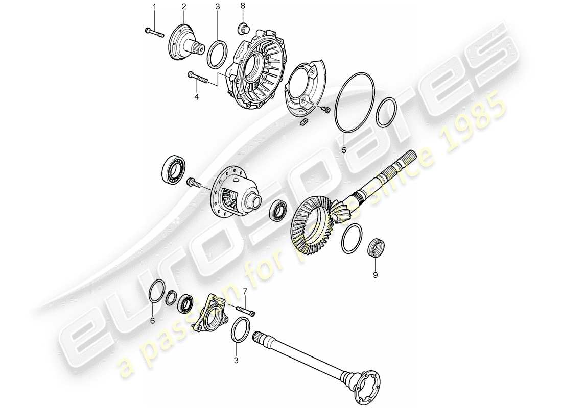 porsche 2001 (986 boxster) tiptronic - differential - differential case part diagram