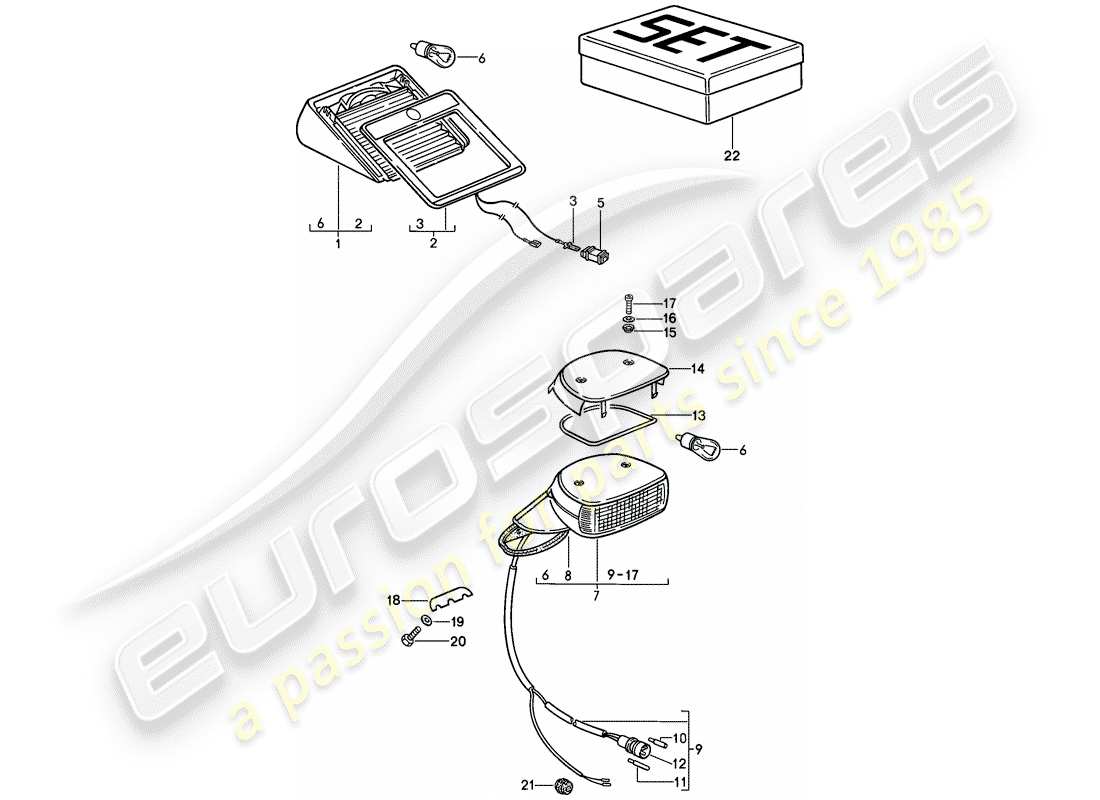 porsche 1987 (911) additional brake light part diagram