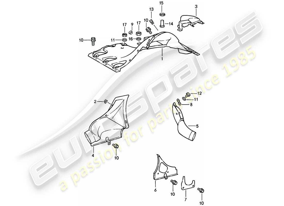 porsche 1987 (911) air duct part diagram