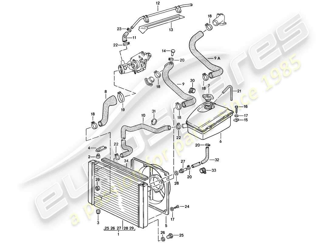 porsche 1983 (944) water cooling part diagram