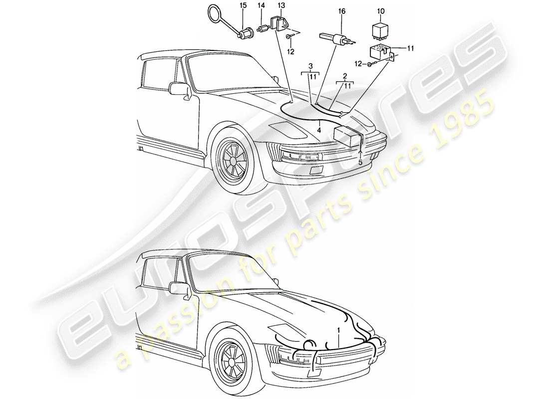porsche 1987 (911) special model - flatnose design - wiring harnesses - relay part diagram