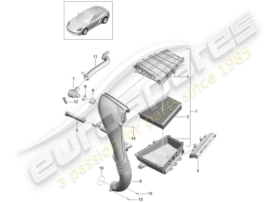 porsche 2020 (718 cayman) air cleaner part diagram