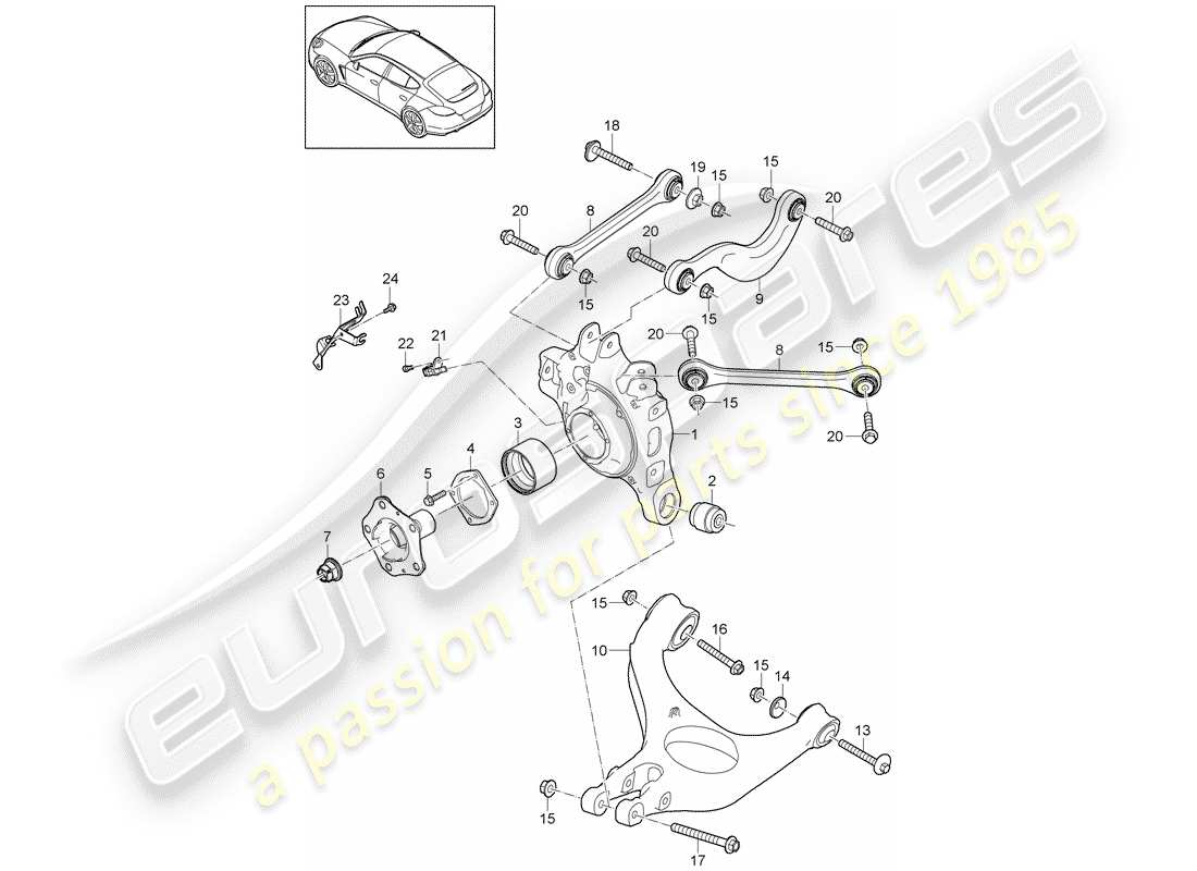 porsche 2010 (panamera 970) rear axle part diagram