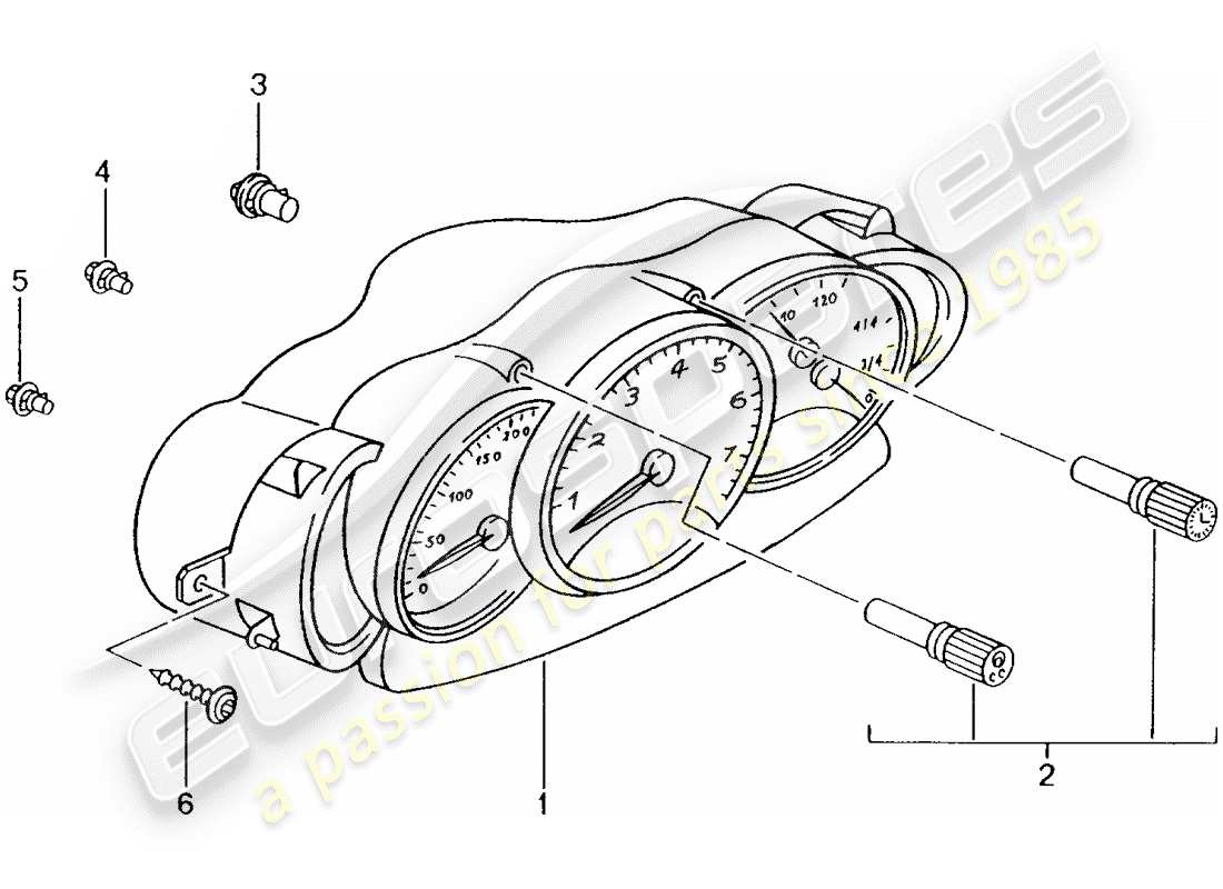 porsche 1998 (986 boxster) instrument cluster - complete part diagram
