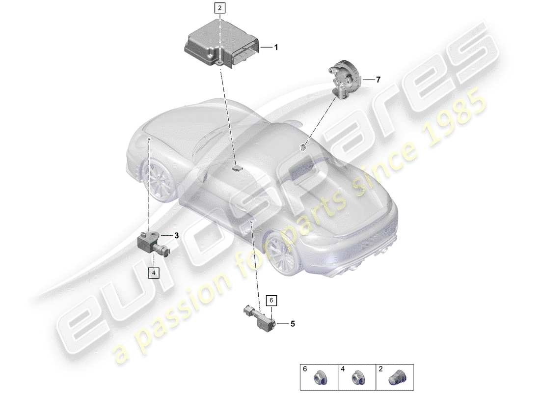porsche 2019 (718 boxster spyder) air bag control module part diagram