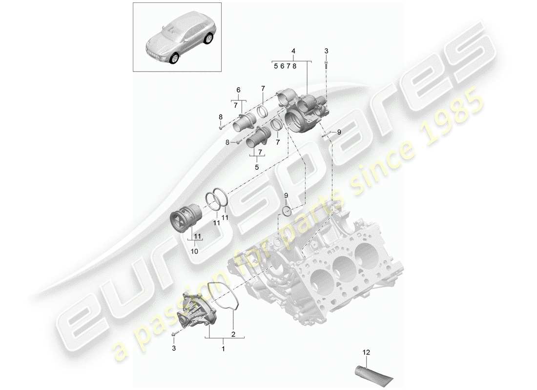 porsche 2018 (macan) water pump parts diagram