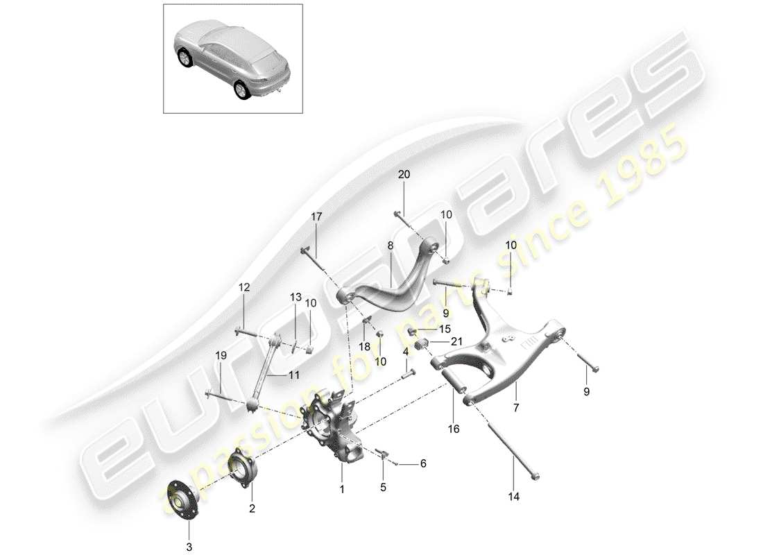 porsche 2018 (macan) rear axle parts diagram
