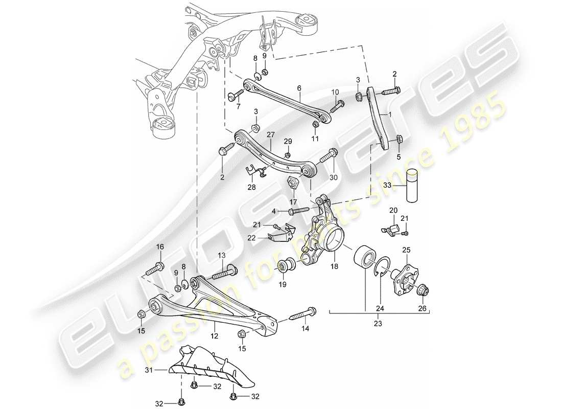 porsche cayenne (2010) rear axle part diagram