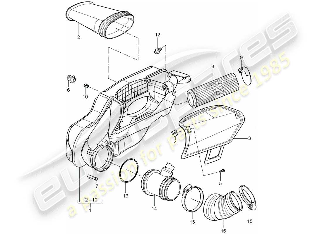 porsche 2007 (987 cayman) air cleaner part diagram